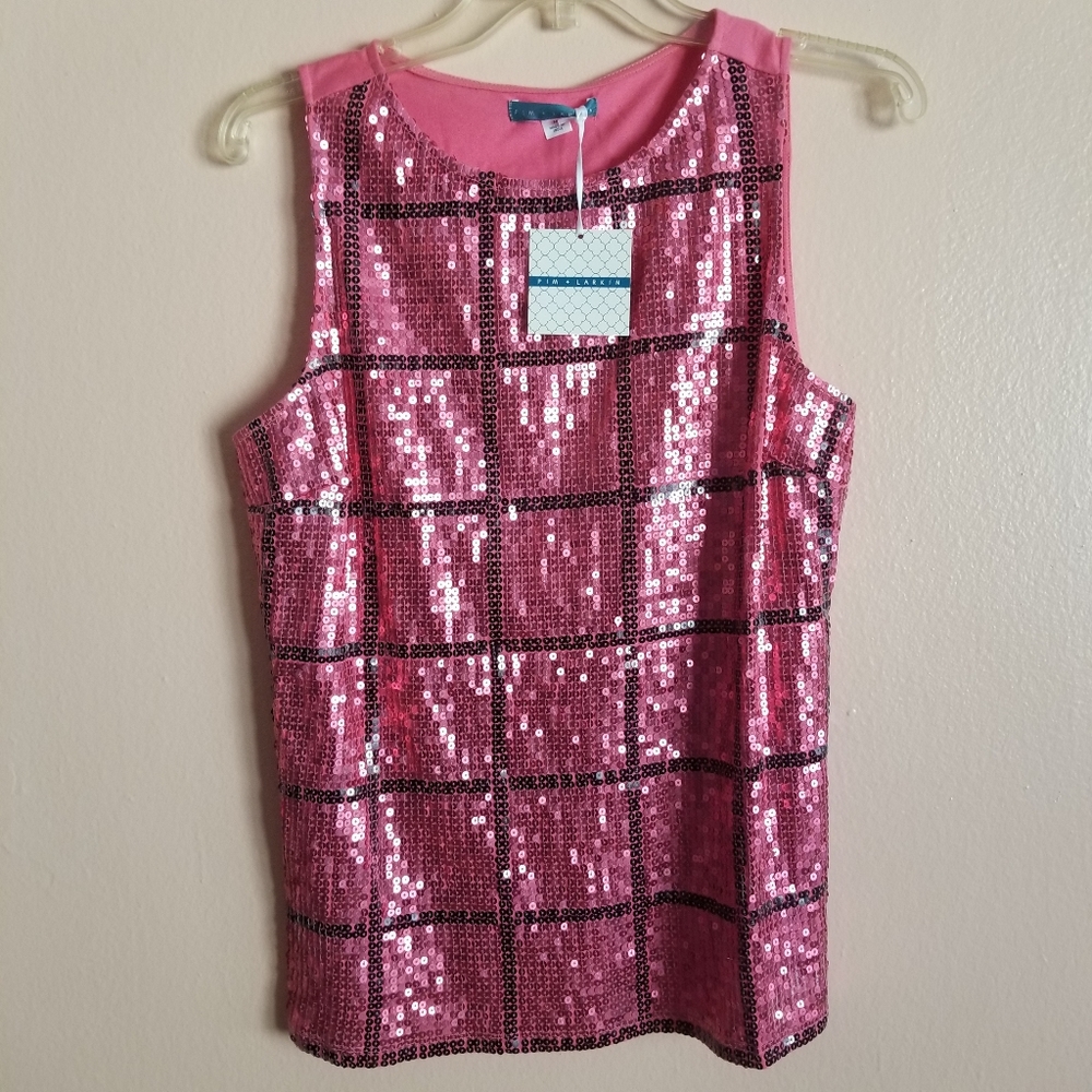 Pim + Larkin Pink Sequin Tank Top
